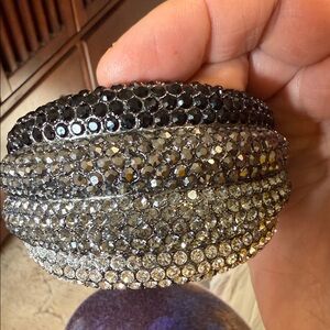 Elegant Black and Silver Crystal Bangle Set